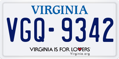 VA license plate VGQ9342