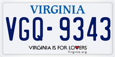 VA license plate VGQ9343