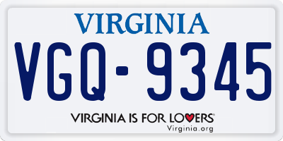 VA license plate VGQ9345