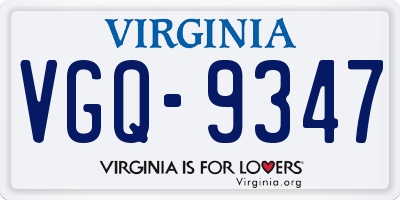 VA license plate VGQ9347