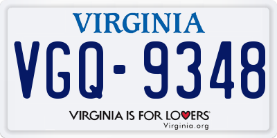 VA license plate VGQ9348