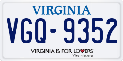 VA license plate VGQ9352