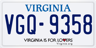 VA license plate VGQ9358