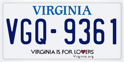 VA license plate VGQ9361