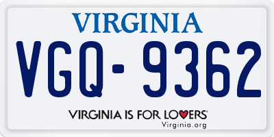 VA license plate VGQ9362