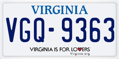 VA license plate VGQ9363
