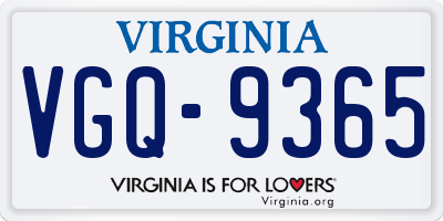 VA license plate VGQ9365