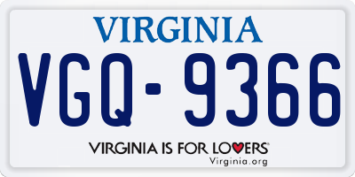 VA license plate VGQ9366