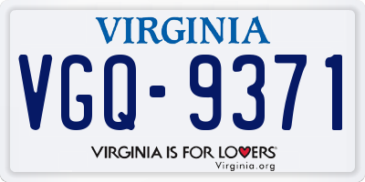 VA license plate VGQ9371