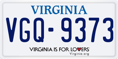 VA license plate VGQ9373
