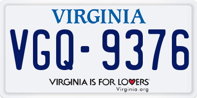 VA license plate VGQ9376