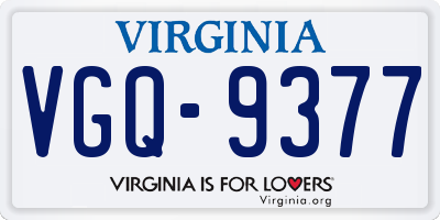 VA license plate VGQ9377
