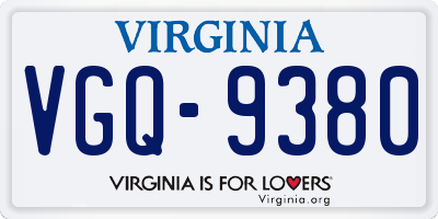 VA license plate VGQ9380