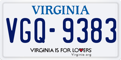 VA license plate VGQ9383