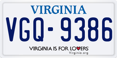 VA license plate VGQ9386