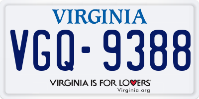 VA license plate VGQ9388