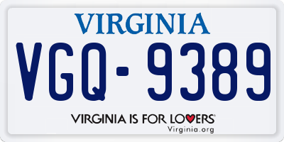 VA license plate VGQ9389