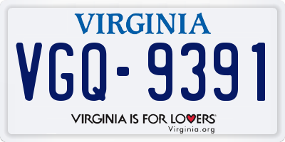 VA license plate VGQ9391