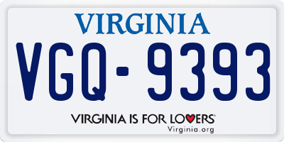 VA license plate VGQ9393