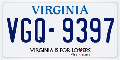 VA license plate VGQ9397