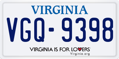 VA license plate VGQ9398