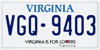 VA license plate VGQ9403