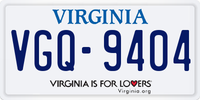 VA license plate VGQ9404