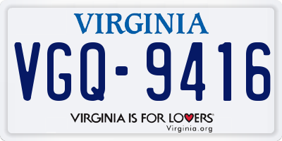 VA license plate VGQ9416