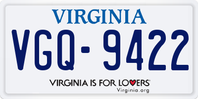 VA license plate VGQ9422