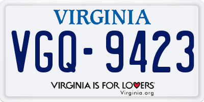 VA license plate VGQ9423