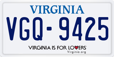 VA license plate VGQ9425
