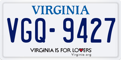 VA license plate VGQ9427