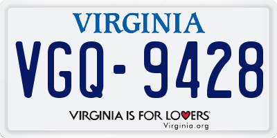 VA license plate VGQ9428