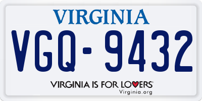 VA license plate VGQ9432