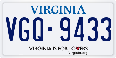 VA license plate VGQ9433