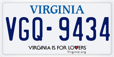 VA license plate VGQ9434