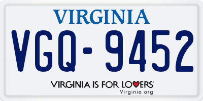 VA license plate VGQ9452