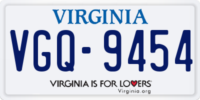 VA license plate VGQ9454