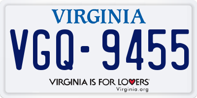 VA license plate VGQ9455