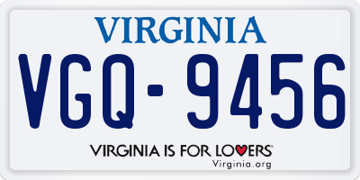 VA license plate VGQ9456