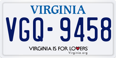 VA license plate VGQ9458