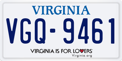 VA license plate VGQ9461