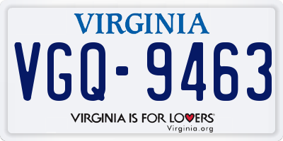 VA license plate VGQ9463