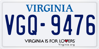 VA license plate VGQ9476