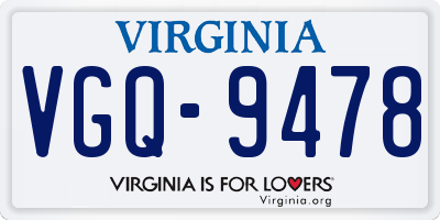VA license plate VGQ9478
