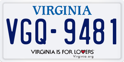 VA license plate VGQ9481