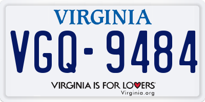 VA license plate VGQ9484
