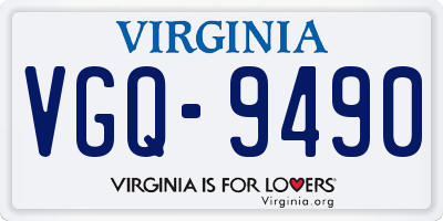 VA license plate VGQ9490