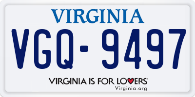 VA license plate VGQ9497