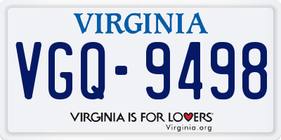 VA license plate VGQ9498